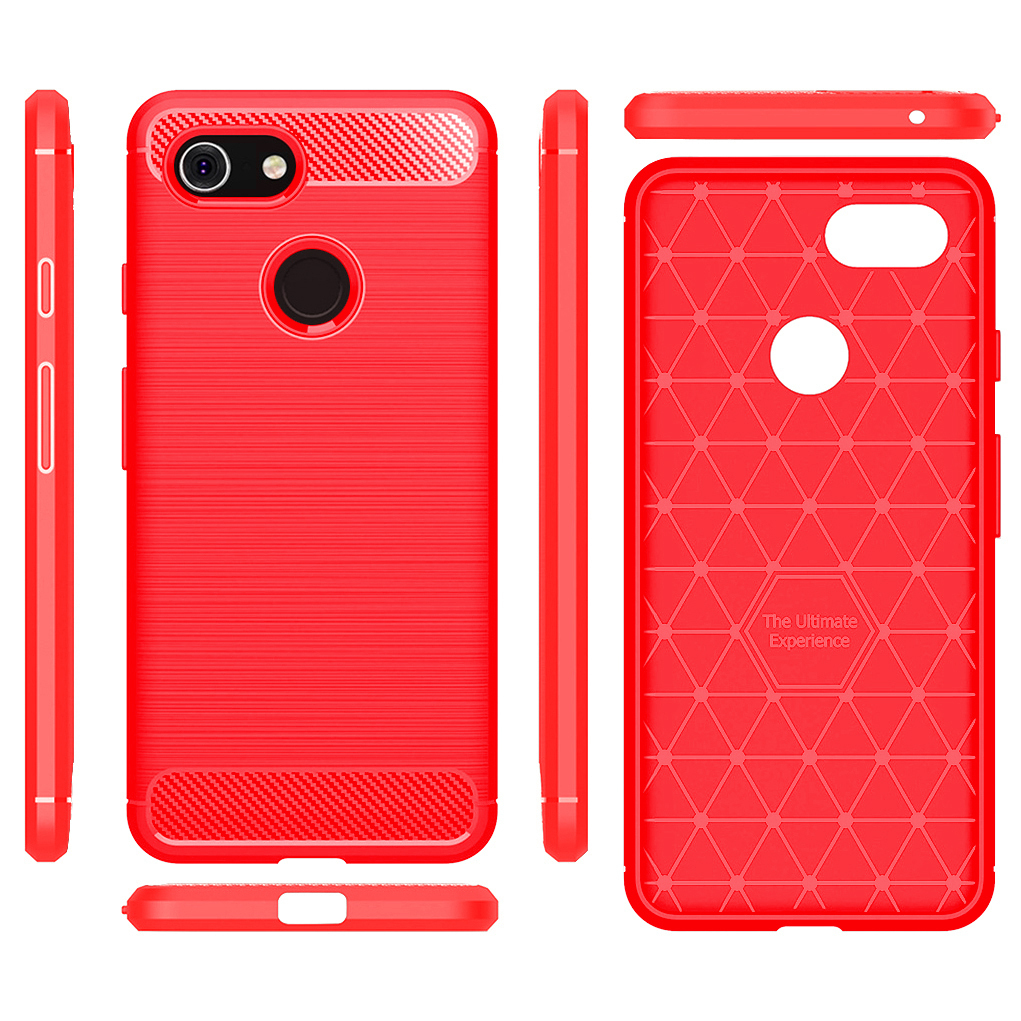 Flexi Slim Carbon Fibre Case for Google Pixel 3 - Brushed Red